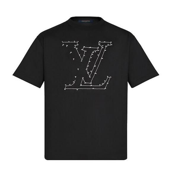 Louis Vuitton LV Stitch Print Embroidery Black White Logo Short Sleeve T-Shirt M - Picture 1 of 16